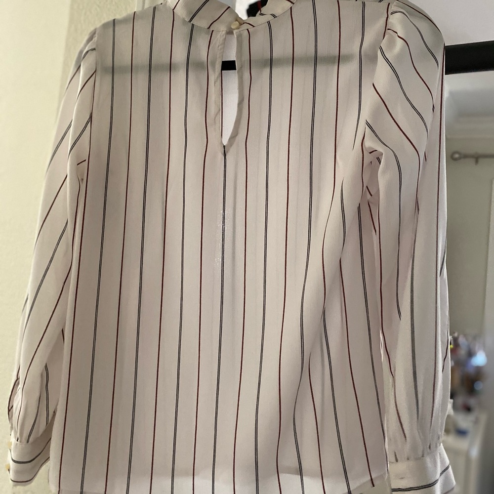 High neck blouse with stripes